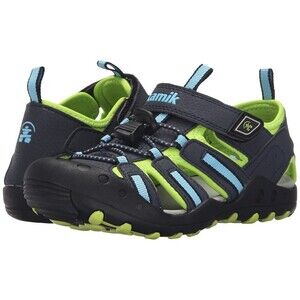Kamik Crab Sandal Toddler US 4 Black Faux Leather Round Toe Fisherman JOBB567